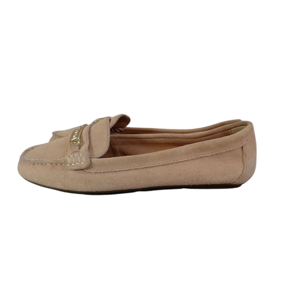 NEW Calvin Klein Soft Suede Tan Loafers Gold Emblem size 8 - Picture 5 of 10